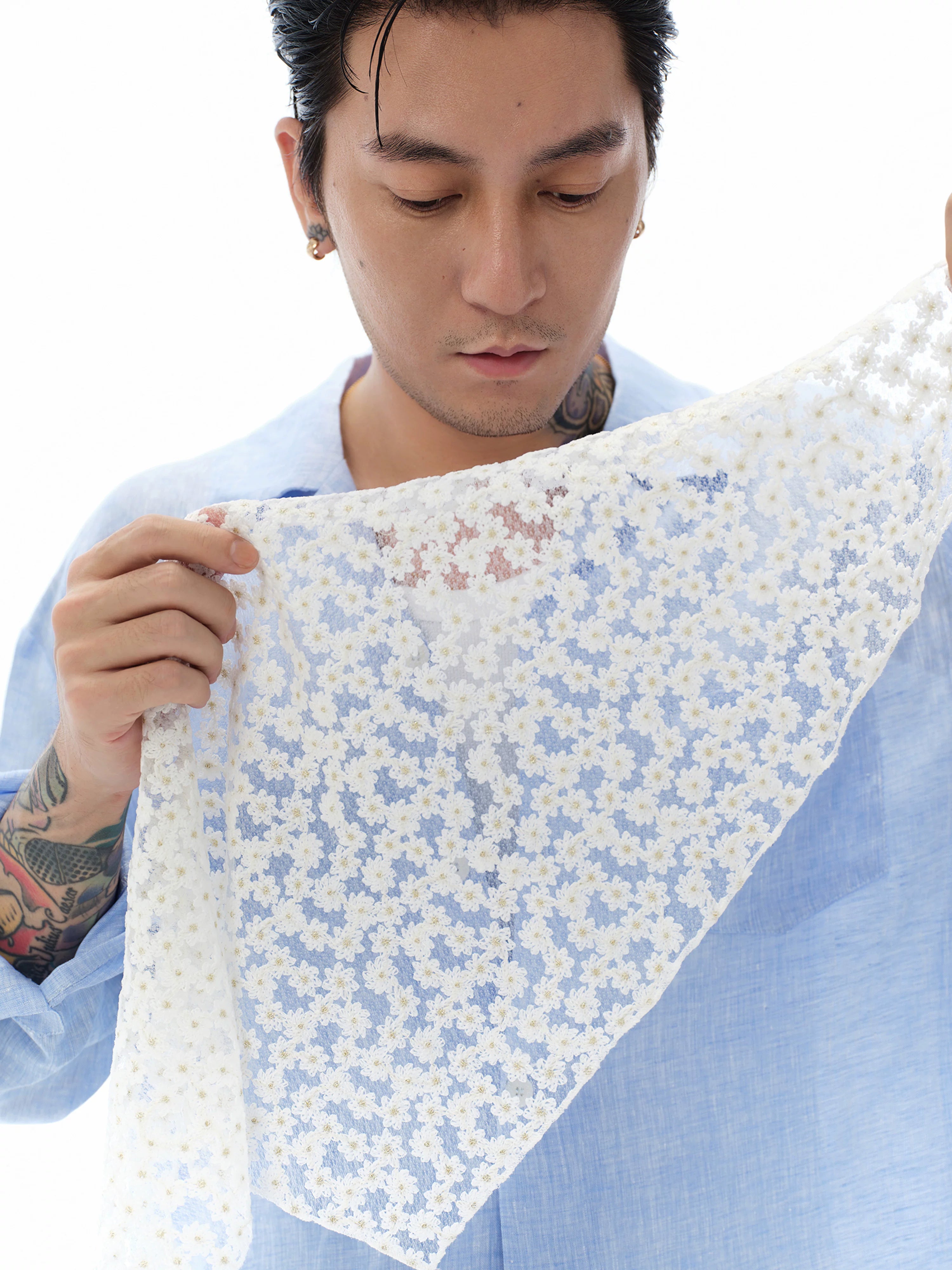 Korean Imported Embroidered Triangle Scarf