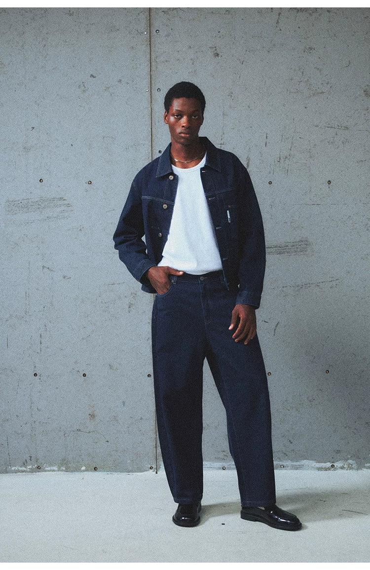 Okayama Classic Pleated Cropped Denim Jacket