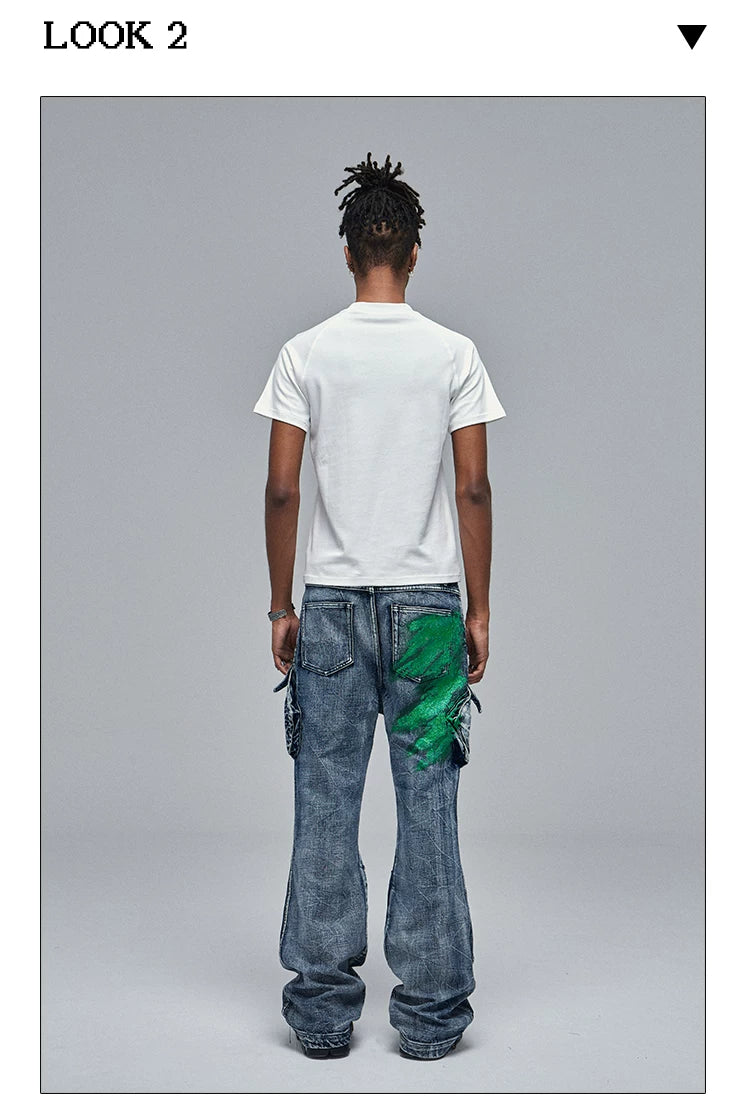Cleanfit Green Washed Multi-pocket Straight Jeans