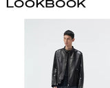 Short Stand Collar Cowhide Leather Jacket