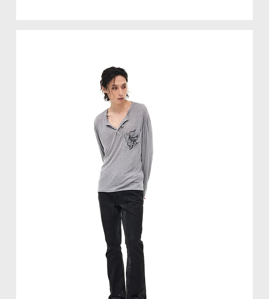 Merino Tencel Wool Henley Tee