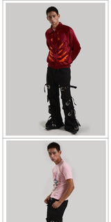 Lace-Up Metal Buckle Pants