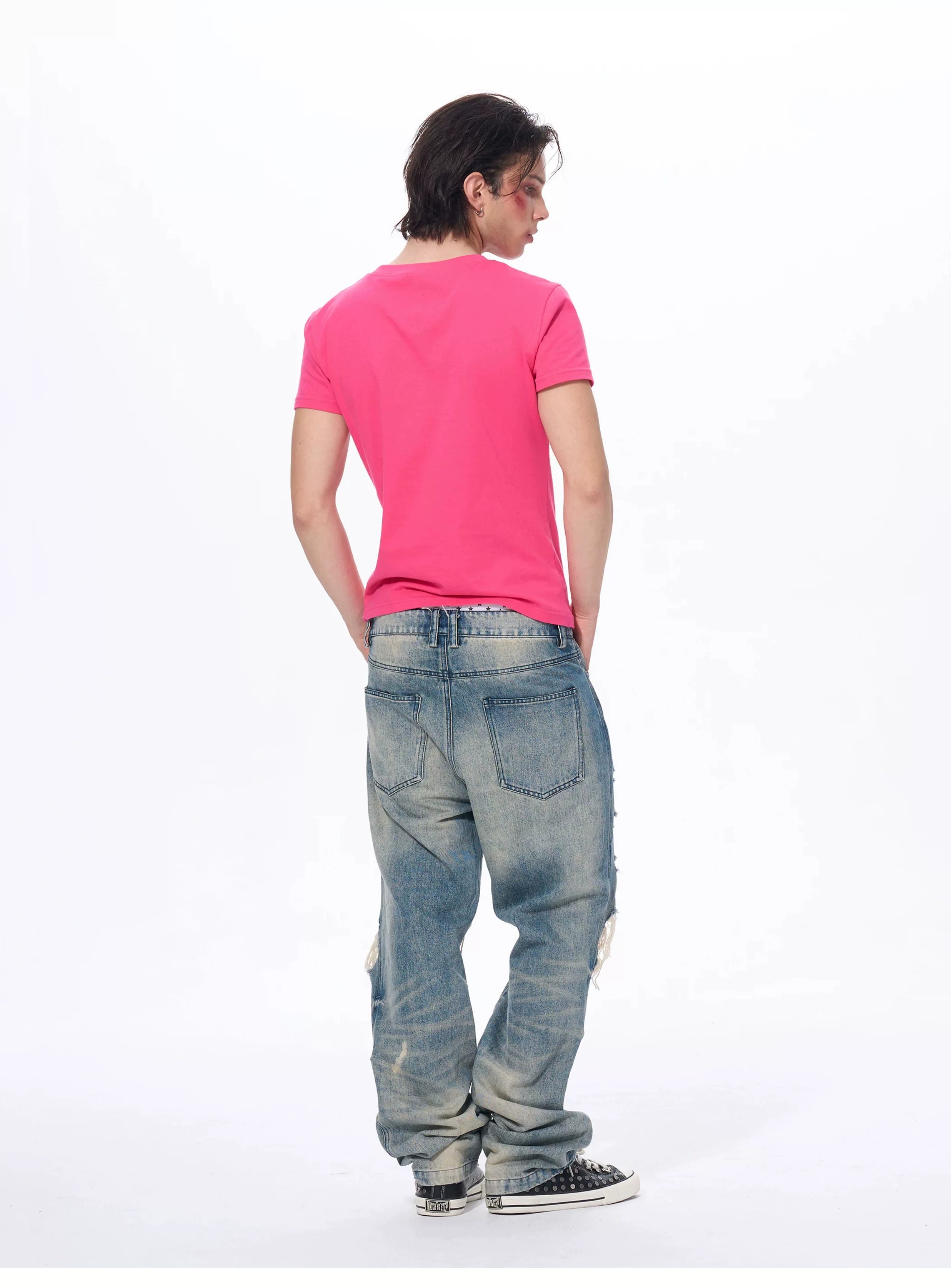 Men's Rhinestone Letter Crew Neck Tees
