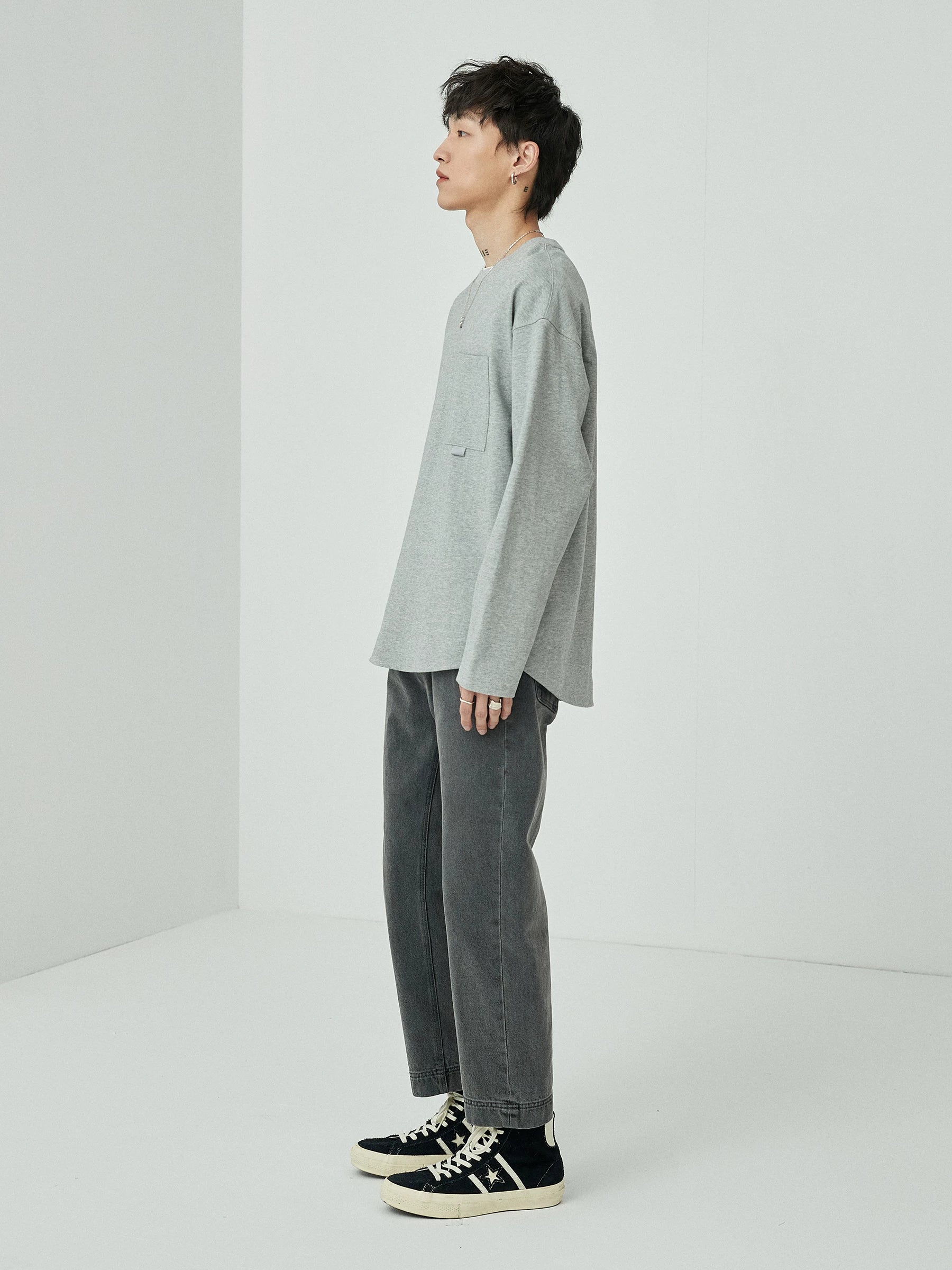 Ribbon Pocket Long Sleeve Tee