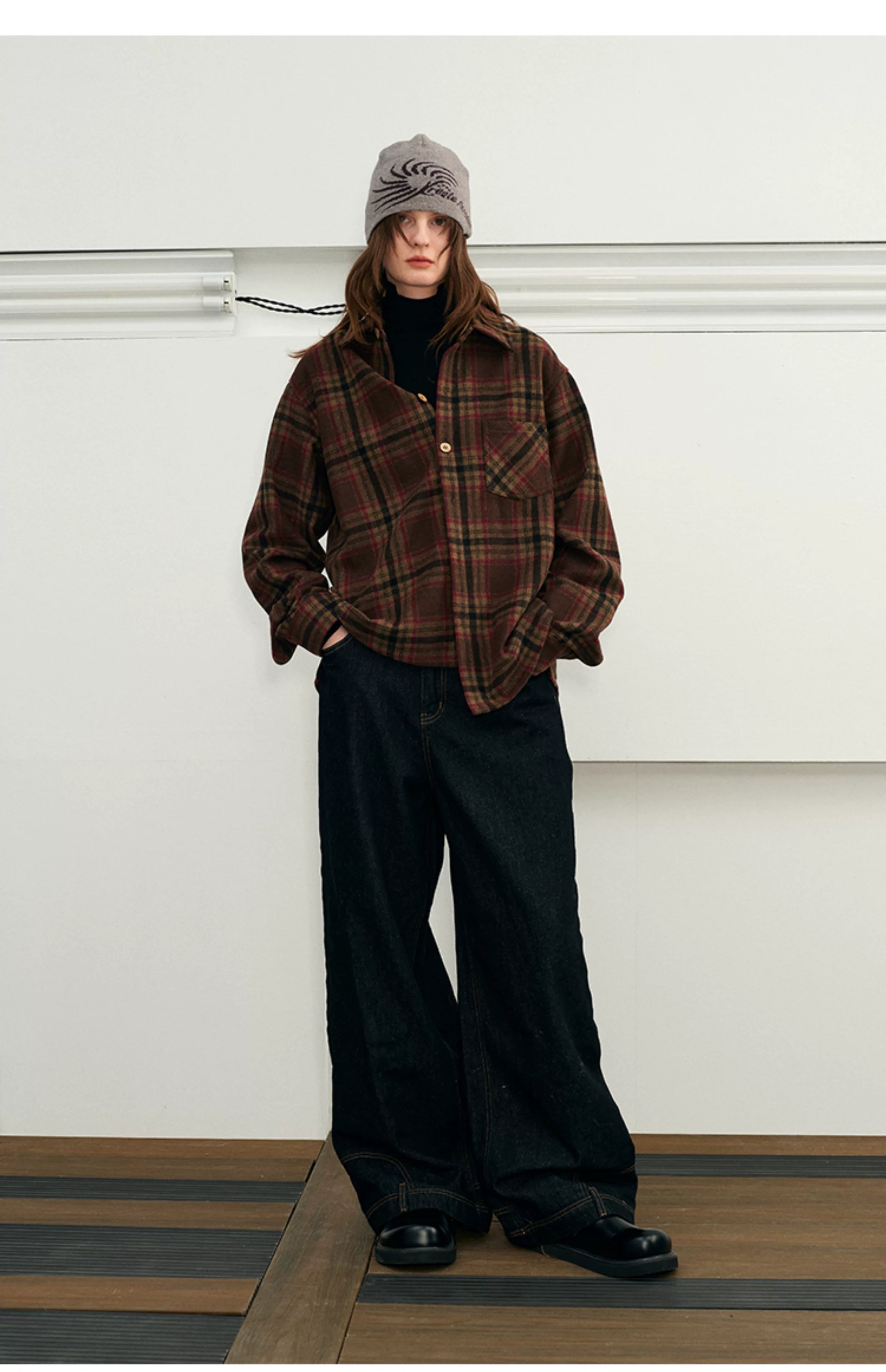 Men's Long-sleeve Plaid Wool Blend Shirt