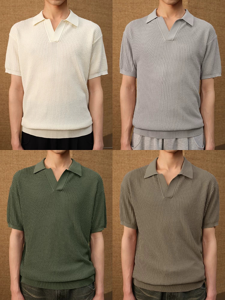 Polo Collar Ice Silk Knit Tees