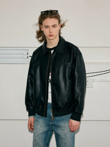 Vintage Matte Drop Shoulder PU Jacket