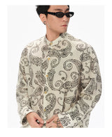 Long Sleeve Collared Paisley Silk Shirt