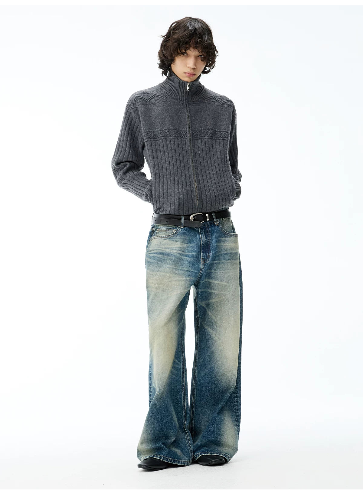 13.5 Oz Washed Denim Tapered Jeans