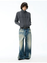 13.5 Oz Washed Denim Tapered Jeans