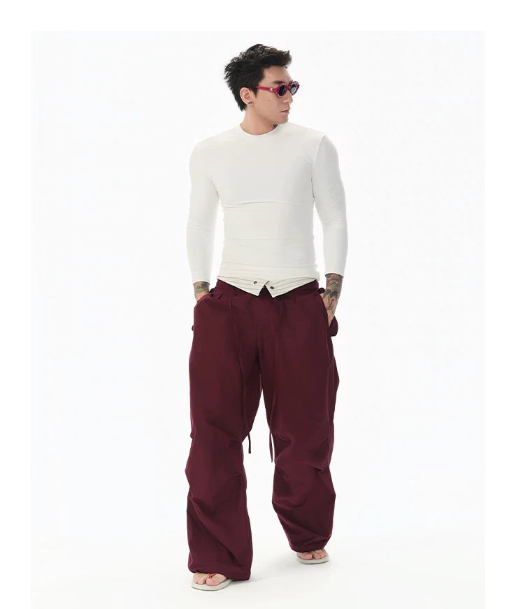 Cotton Low Waist Cargo Parachute Pants