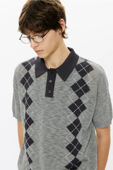 Men's Summer Contrast Diamond Knit Polo