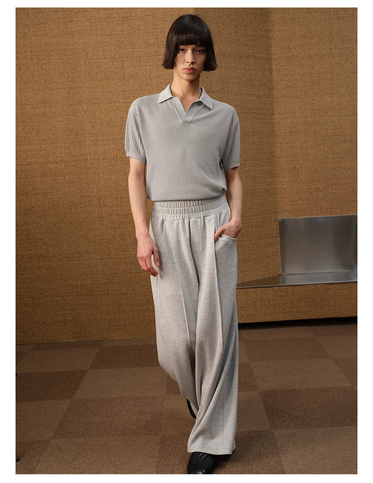 Polo Collar Ice Silk Knit Tees