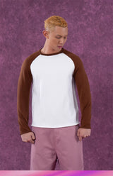 Men's Long Two-tone Raglan Knit Sweater