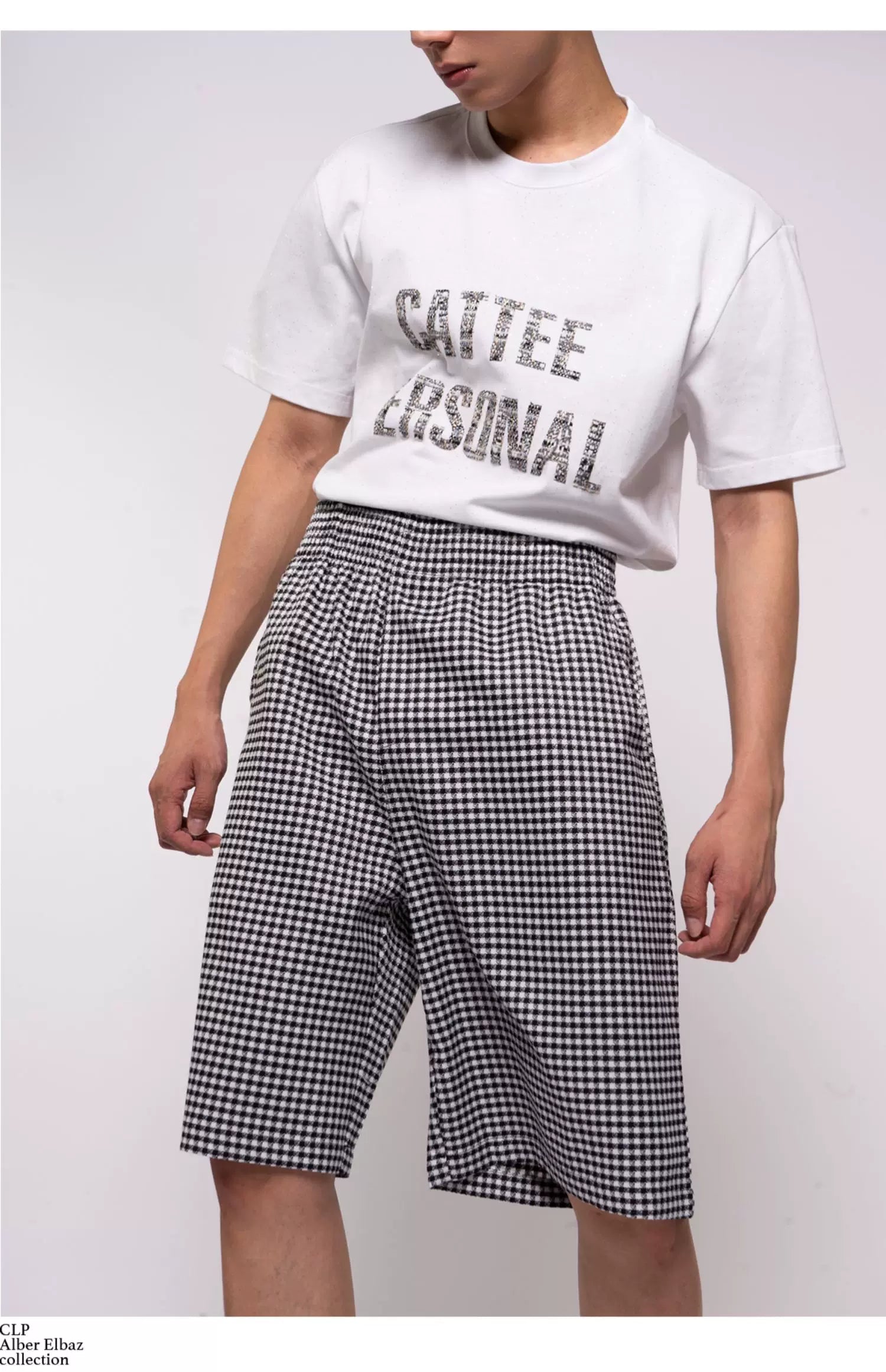 Men's Retro Black White Plaid Shorts