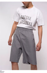 Men's Retro Black White Plaid Shorts
