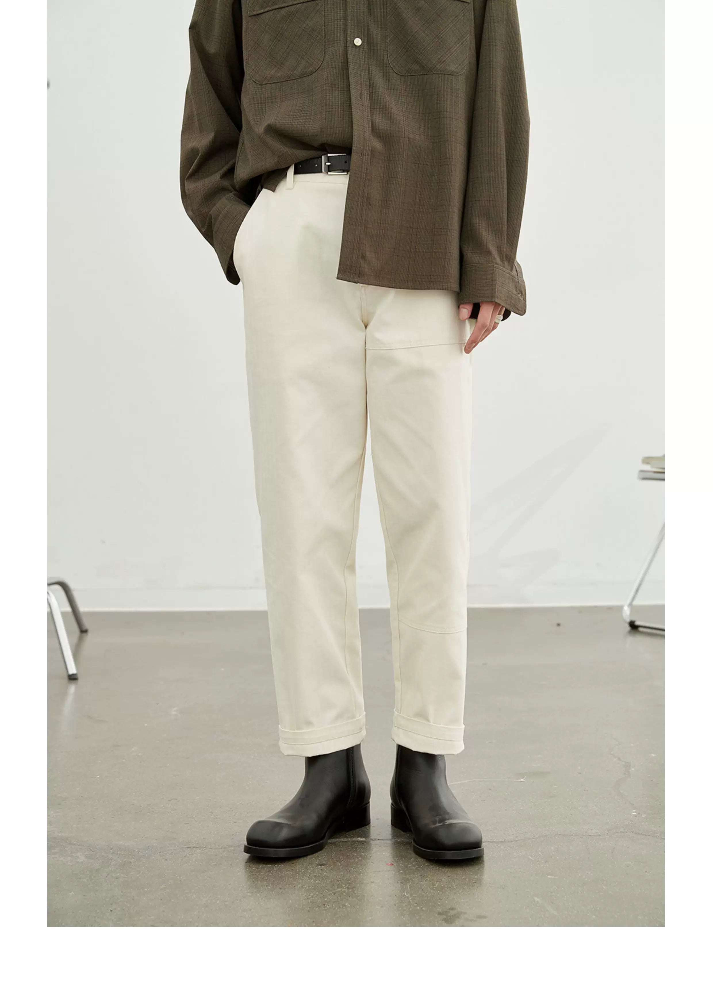 Vintage Herringbone Elastic Waist Cargo Pants