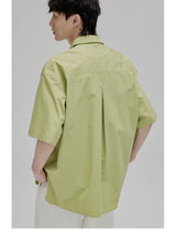 Short Sleeve Square Neck Cotton Shirt