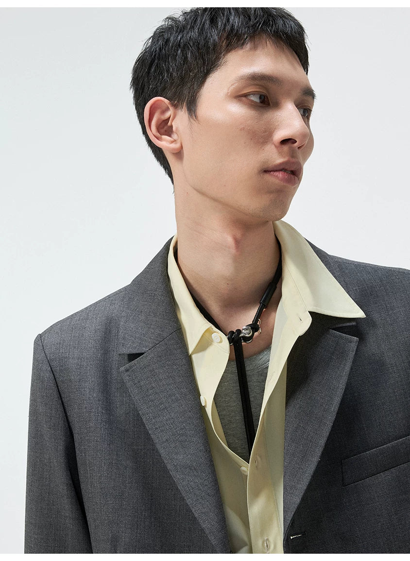 Short Two-Button Merino Wool Blazer