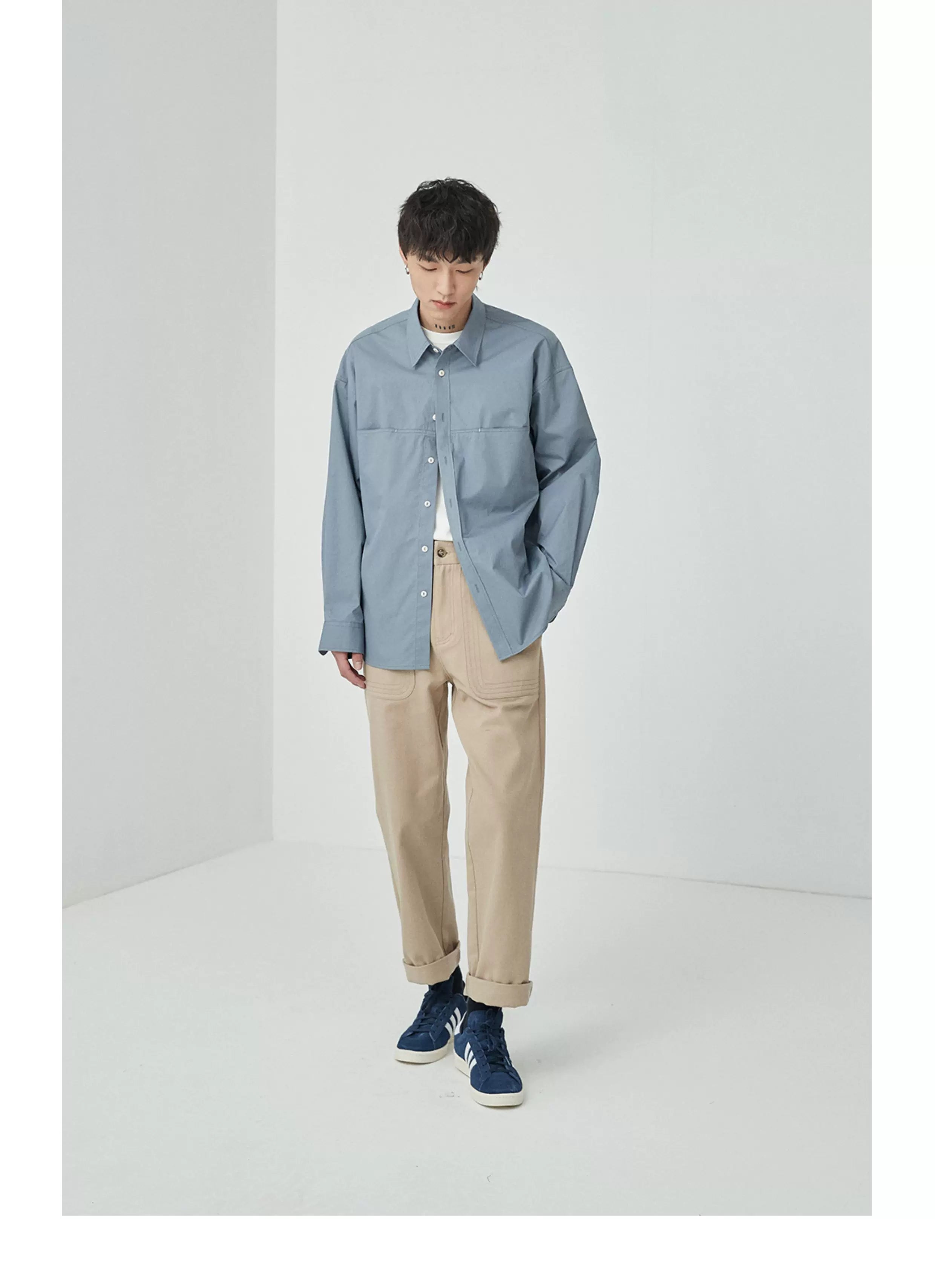 Split Pocket Basic Cotton Shirt
