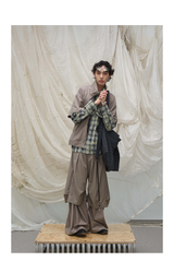 Blue Plaid Wool Multi-pocket Hobo Bag