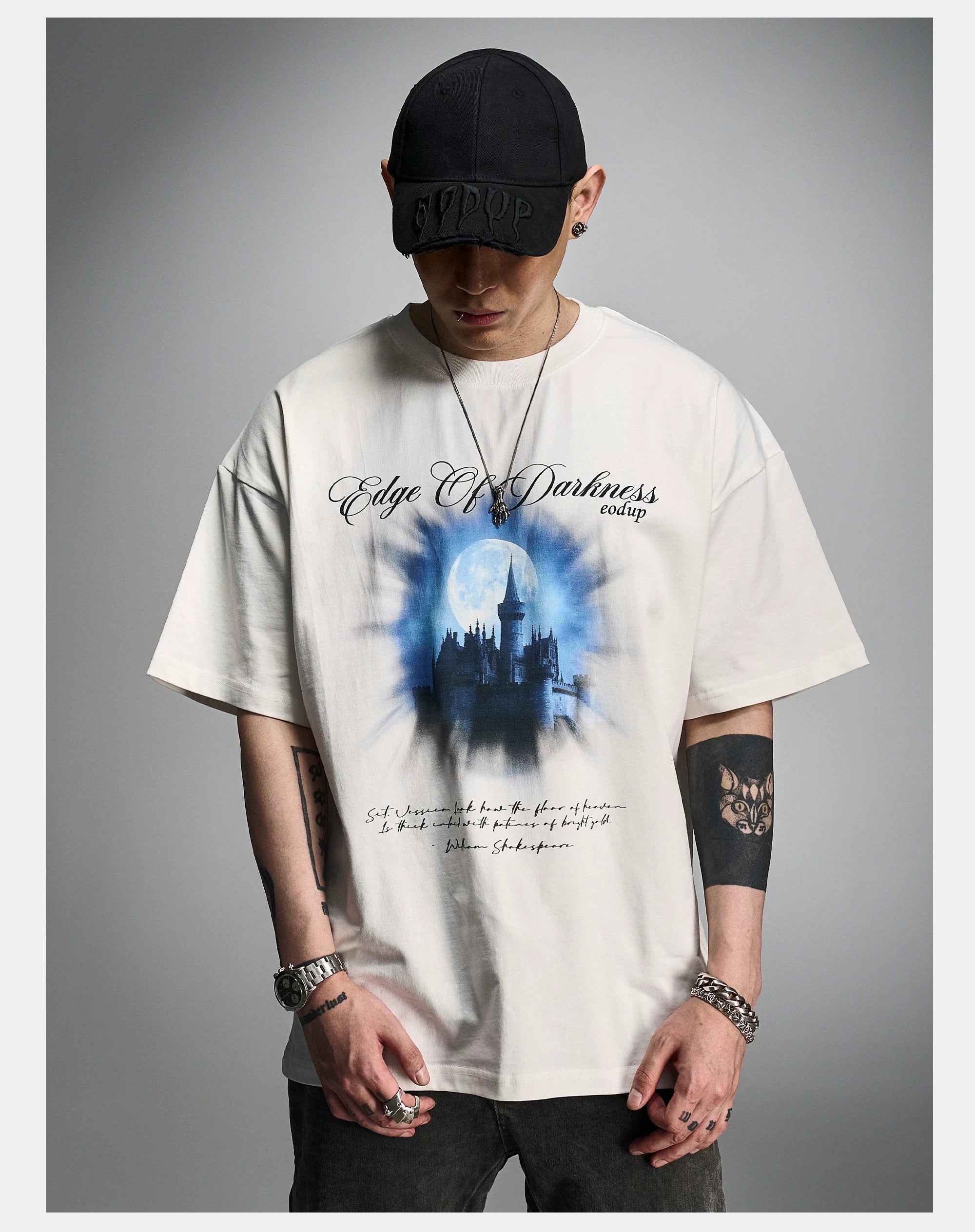 Loose Ivory Printed Short Sleeve Tee