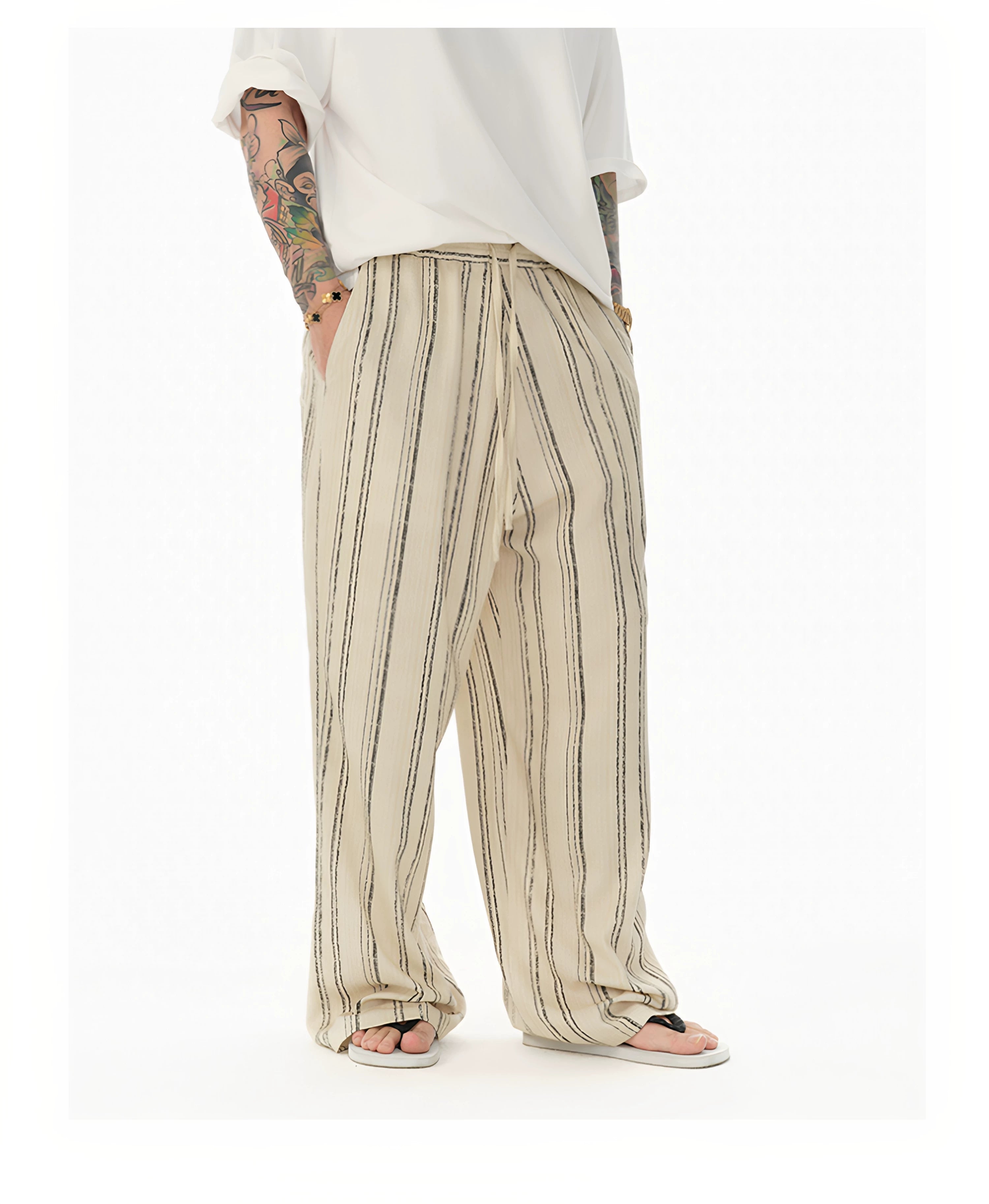Distressed Vintage Striped Vest Pants Set
