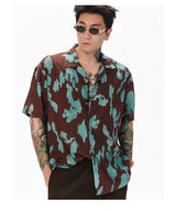 Turquoise Marbled Camp Collar Aloha Shirt
