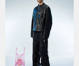 Men's Distressed Cropped Leather Moto Jacket