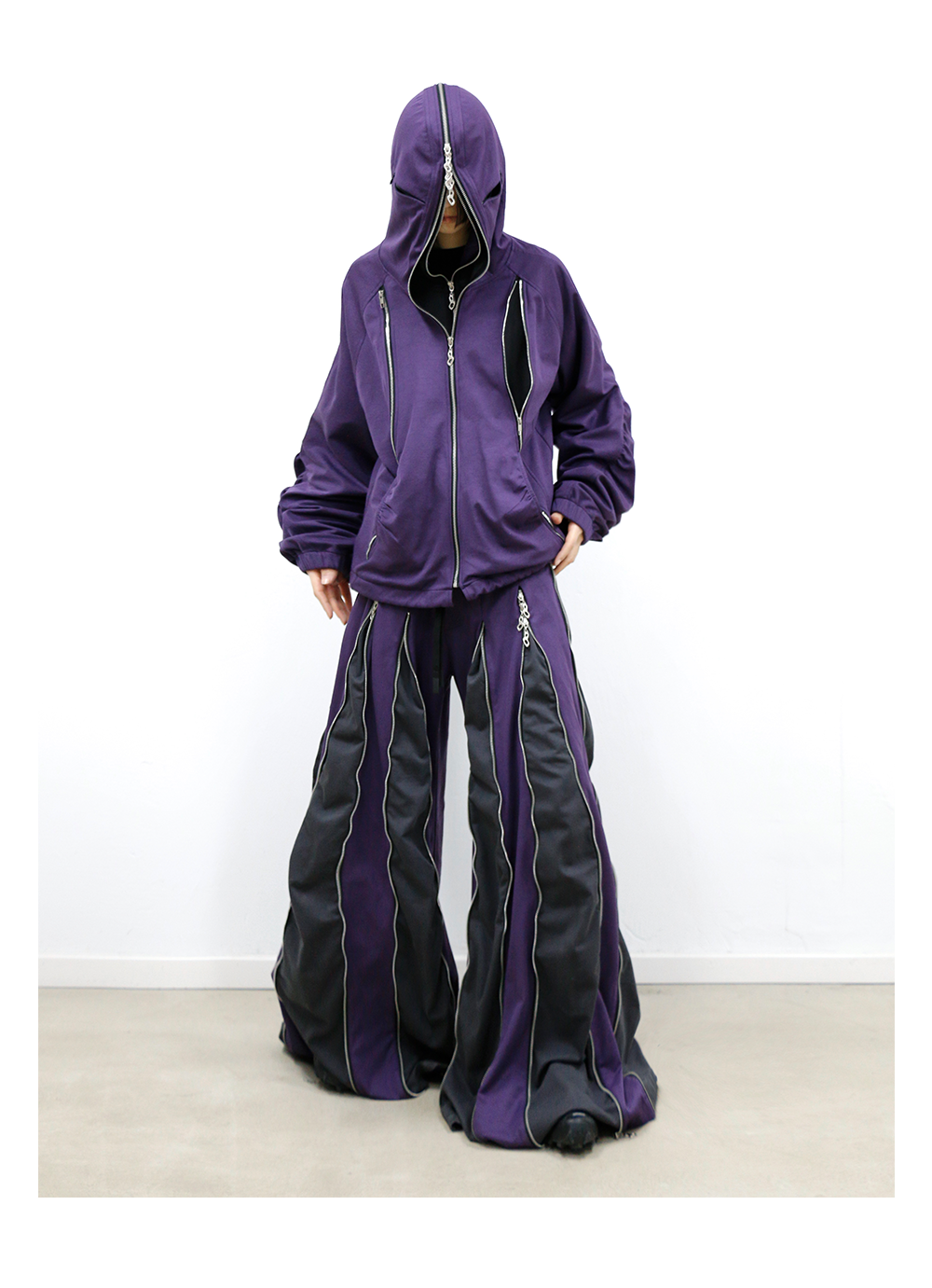Multiple Zippers Double-sided Spliced Sweatshirt