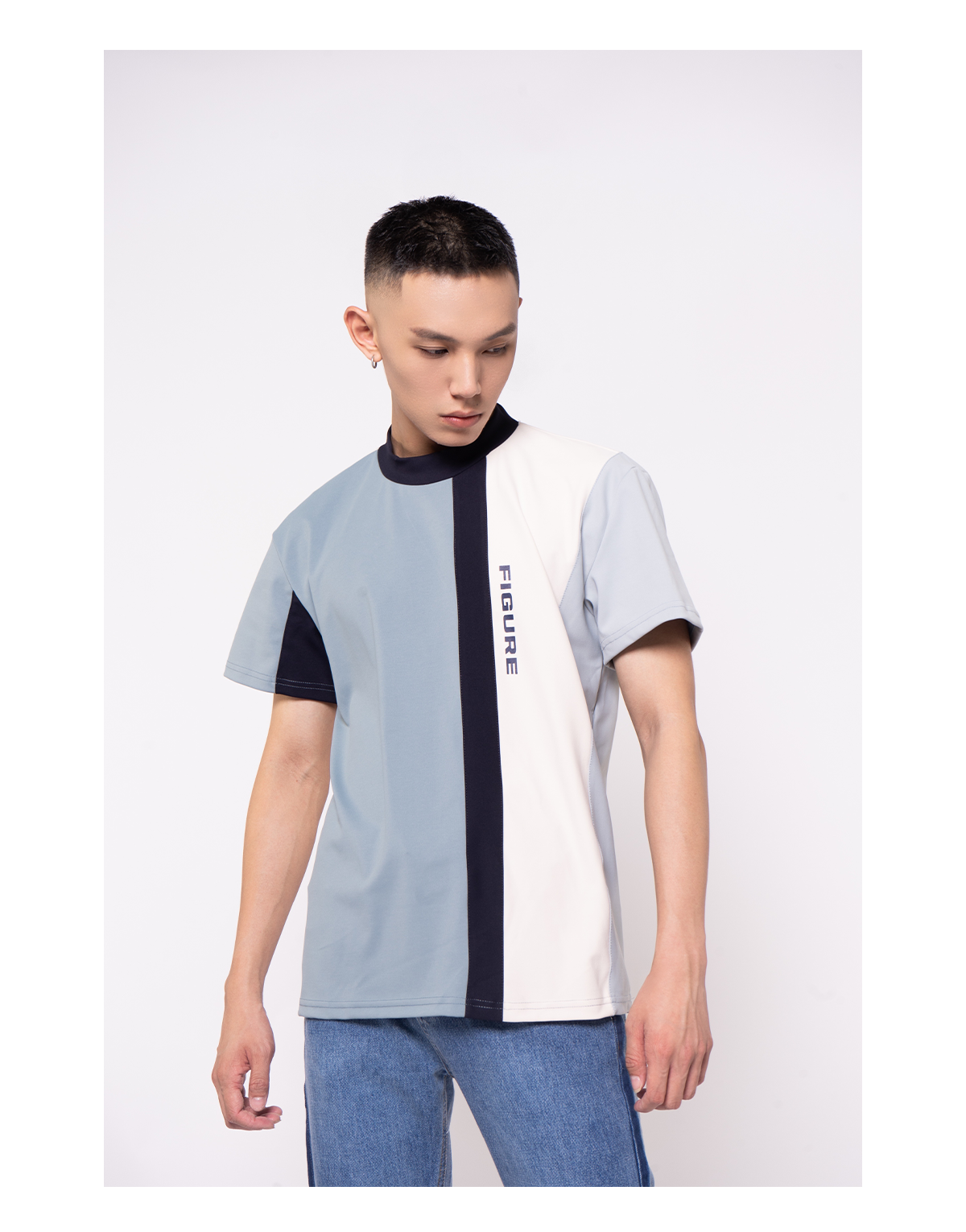 Men's Loose Half High Collar Tee