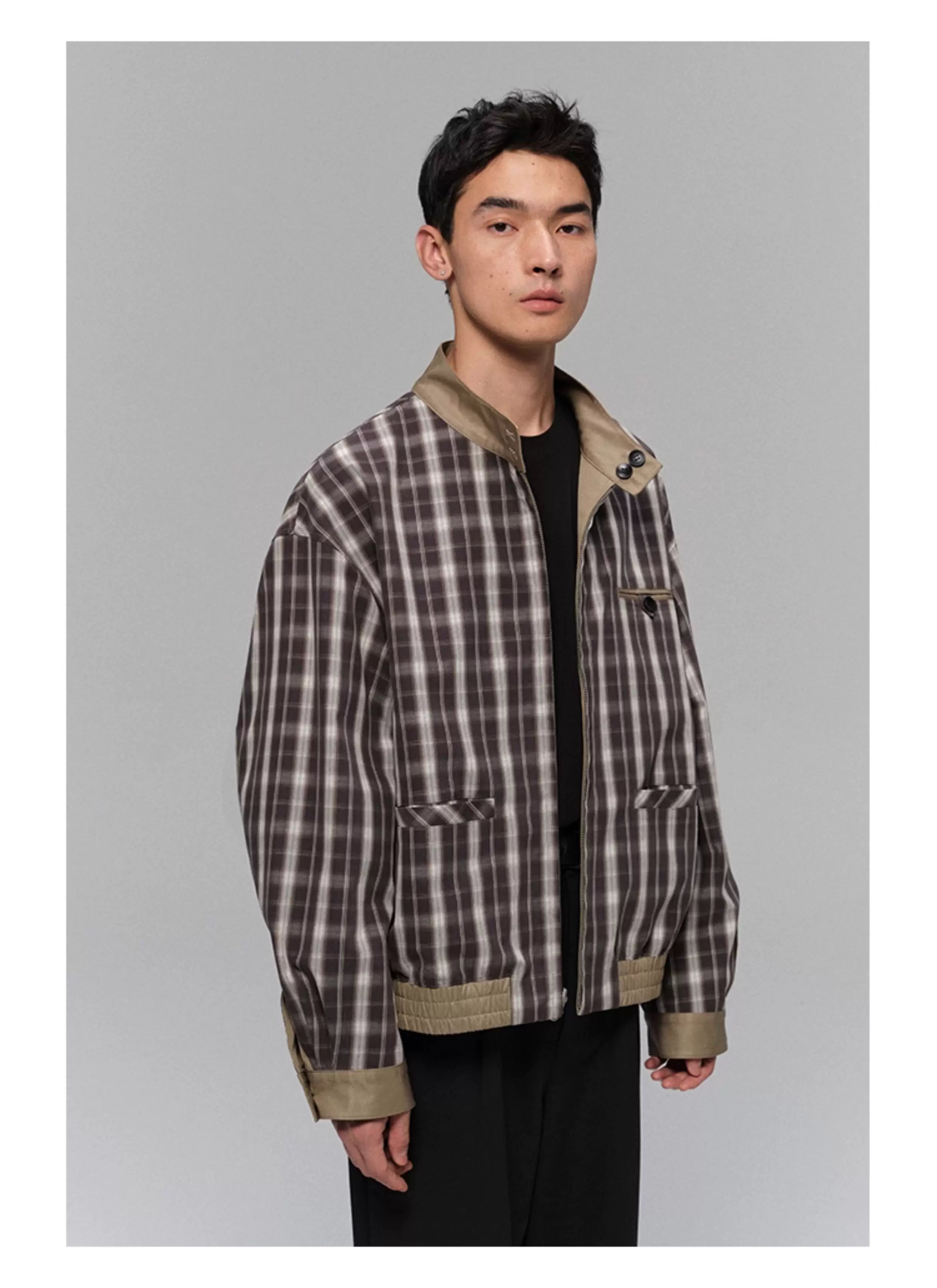 Reversible Plaid Lined Cotton Harrington Jacket