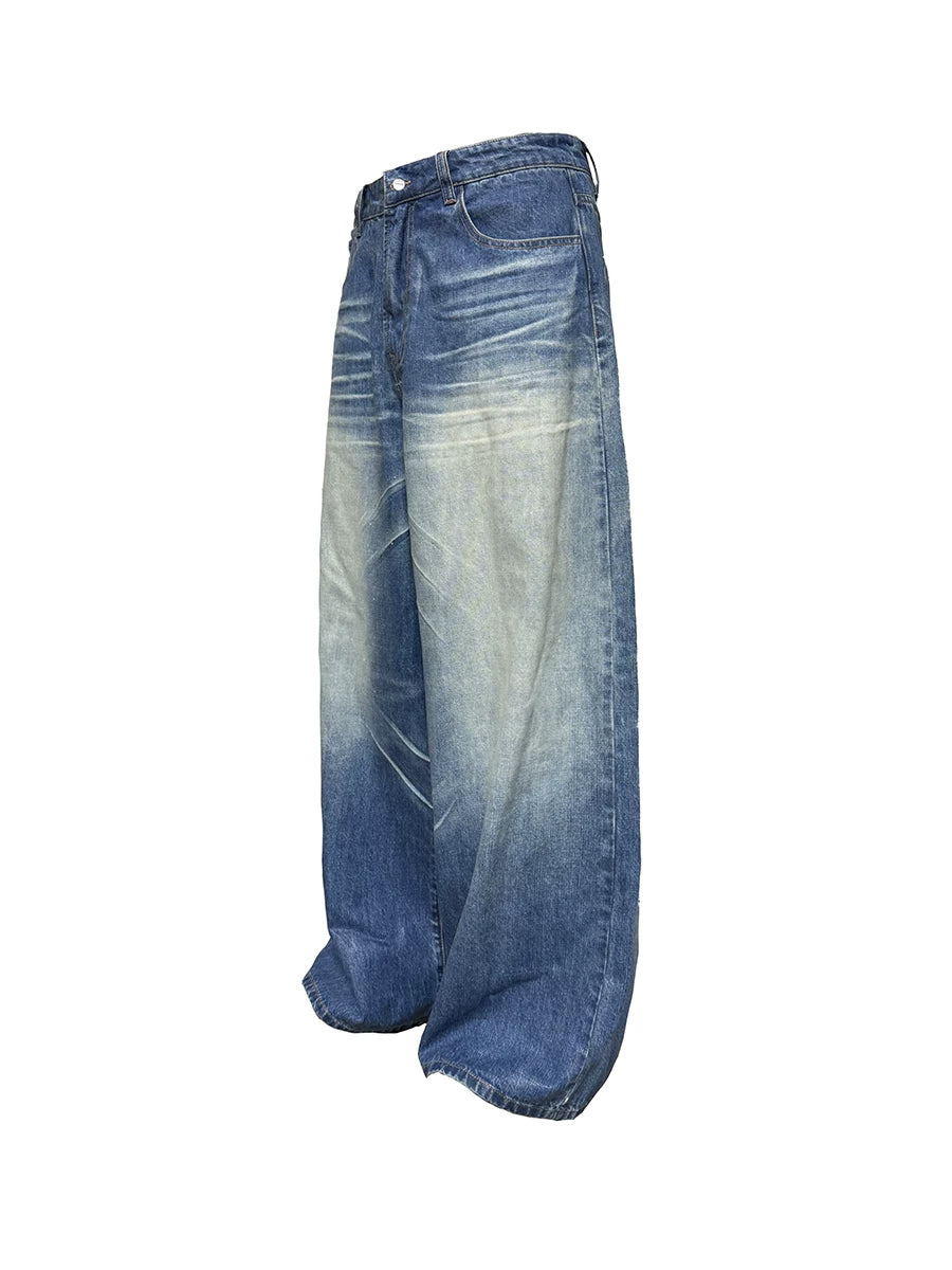 Icy Blue Vintage Coated Baggy Jeans