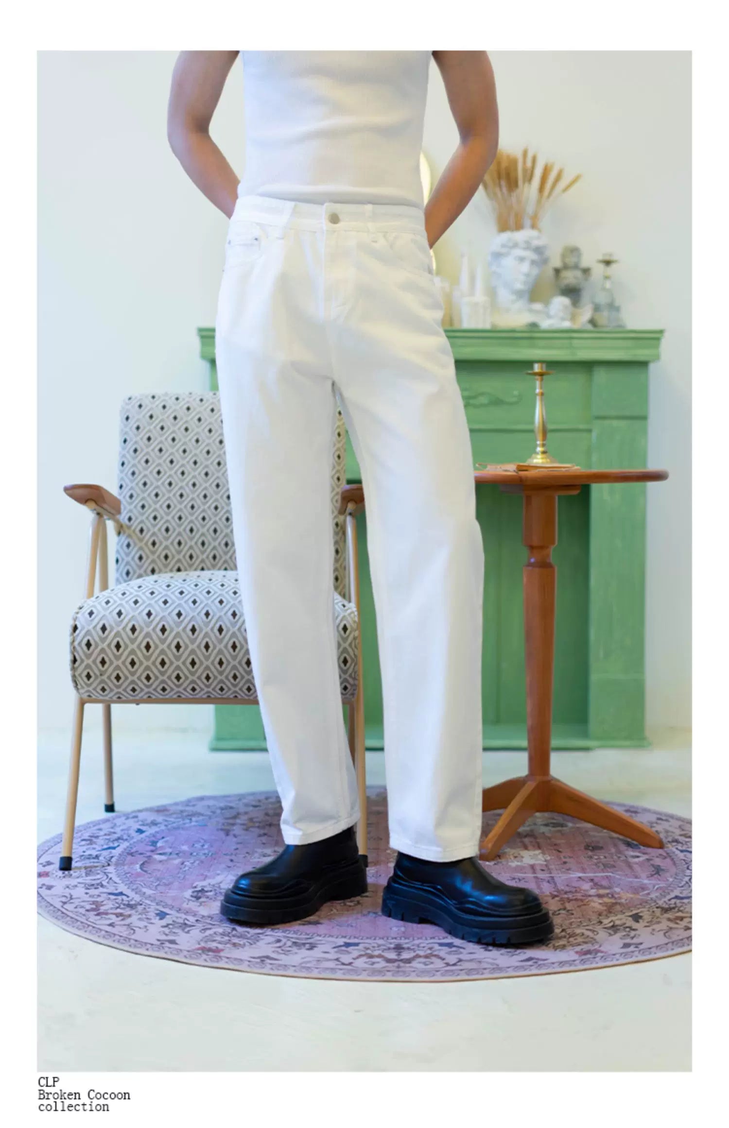 Men's Vintage White Wide Leg Jeans
