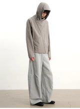 Striped Pleated Curved Hem Pants