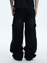 Washed Distressed Baggy Carpenter Jeans