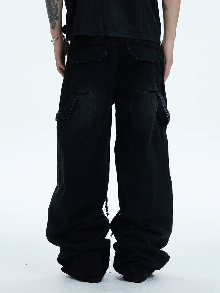 Washed Distressed Baggy Carpenter Jeans