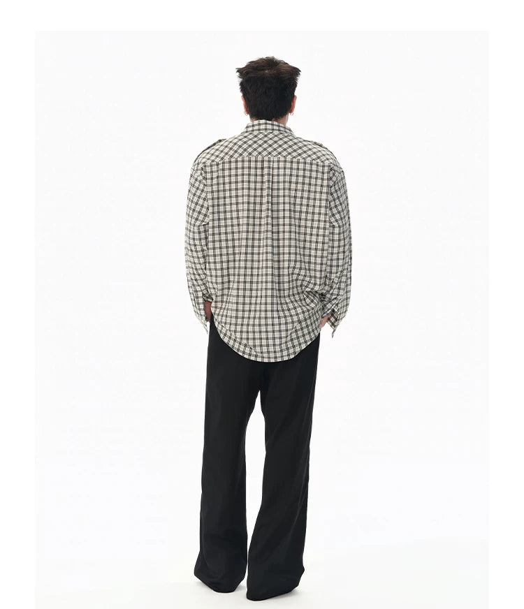 Textured Black White Checkered Utility Shirt