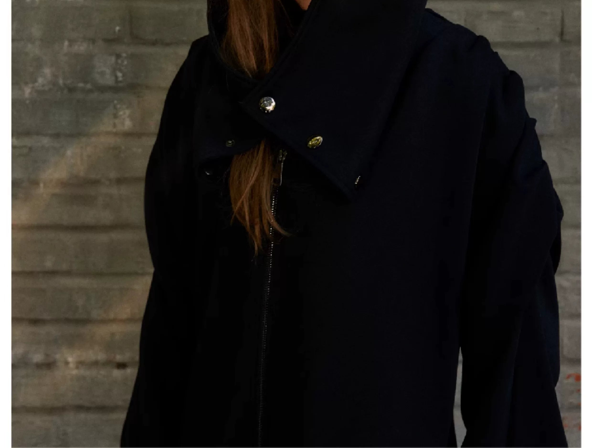 Unisex Hooded Ruched-Waist Cape Coat