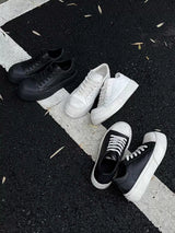 Unisex Distressed Low-Top Leather Platform Sneakers