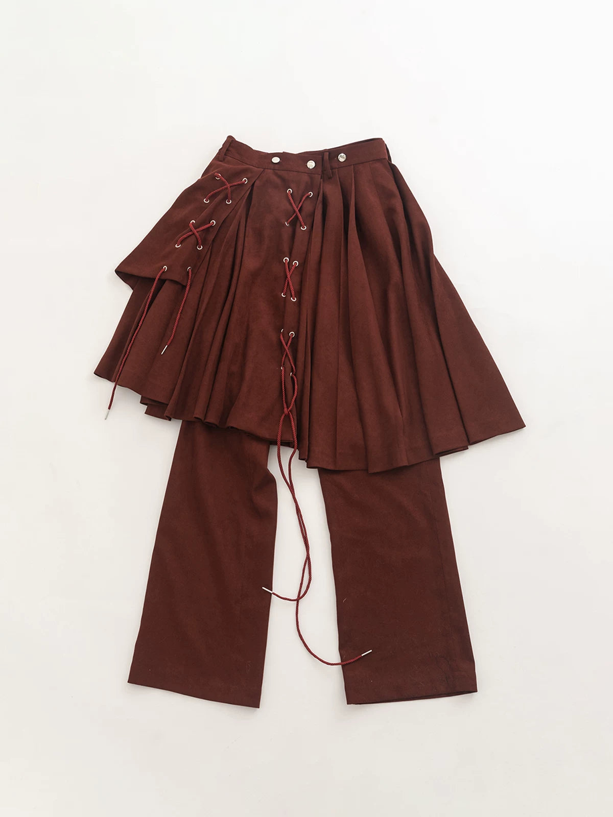 Unisex Double Layer Drawstring Pleated Skort