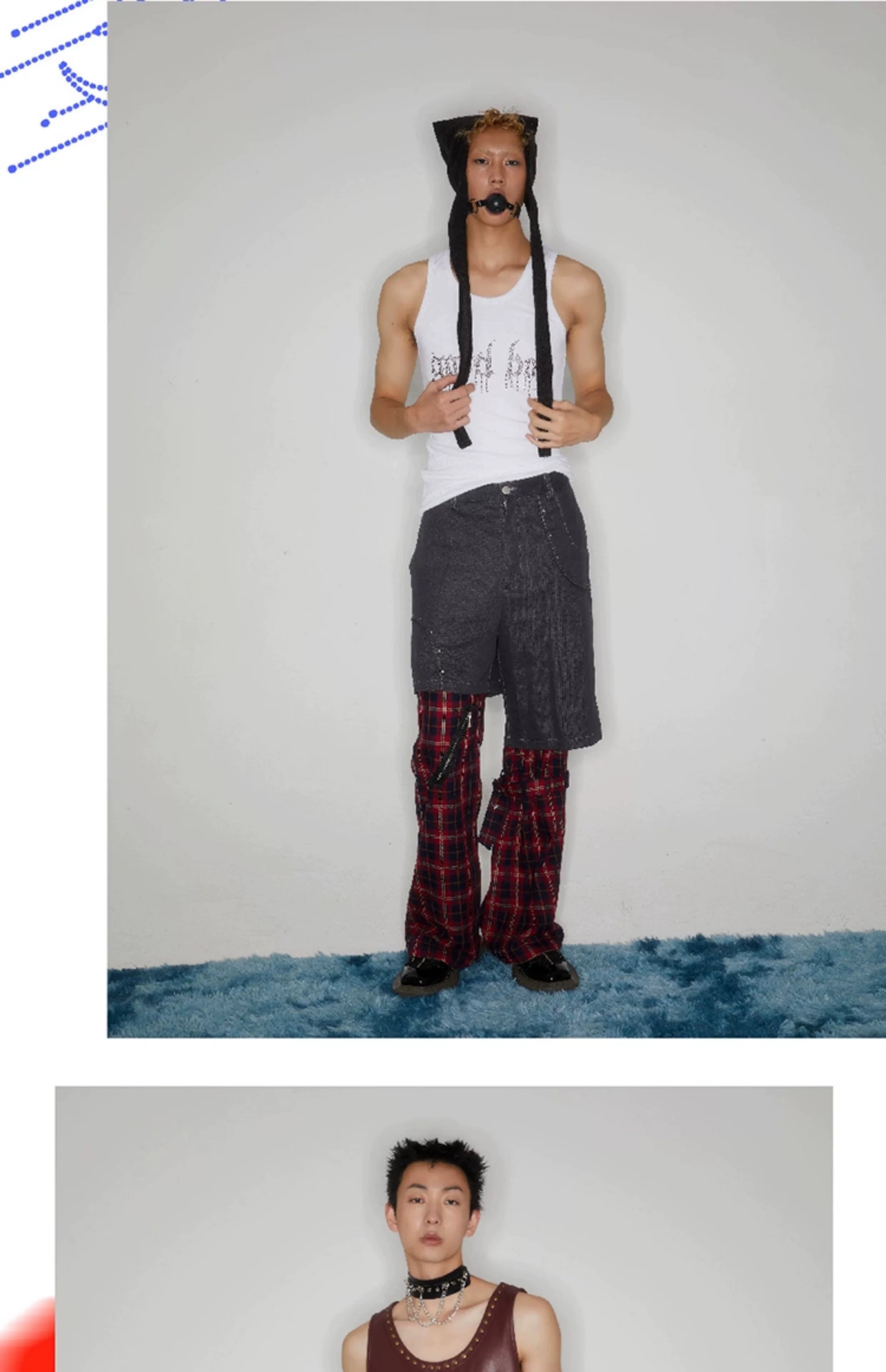 Y2K Punk Lace-Up Plaid Cargo Pants