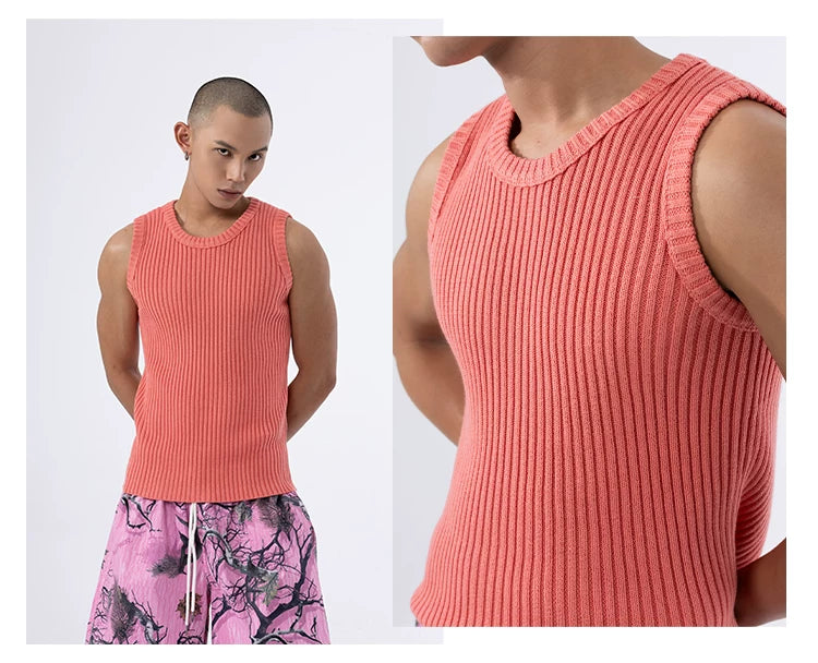 Loose Multi-color Crew Neck Sweater Vest