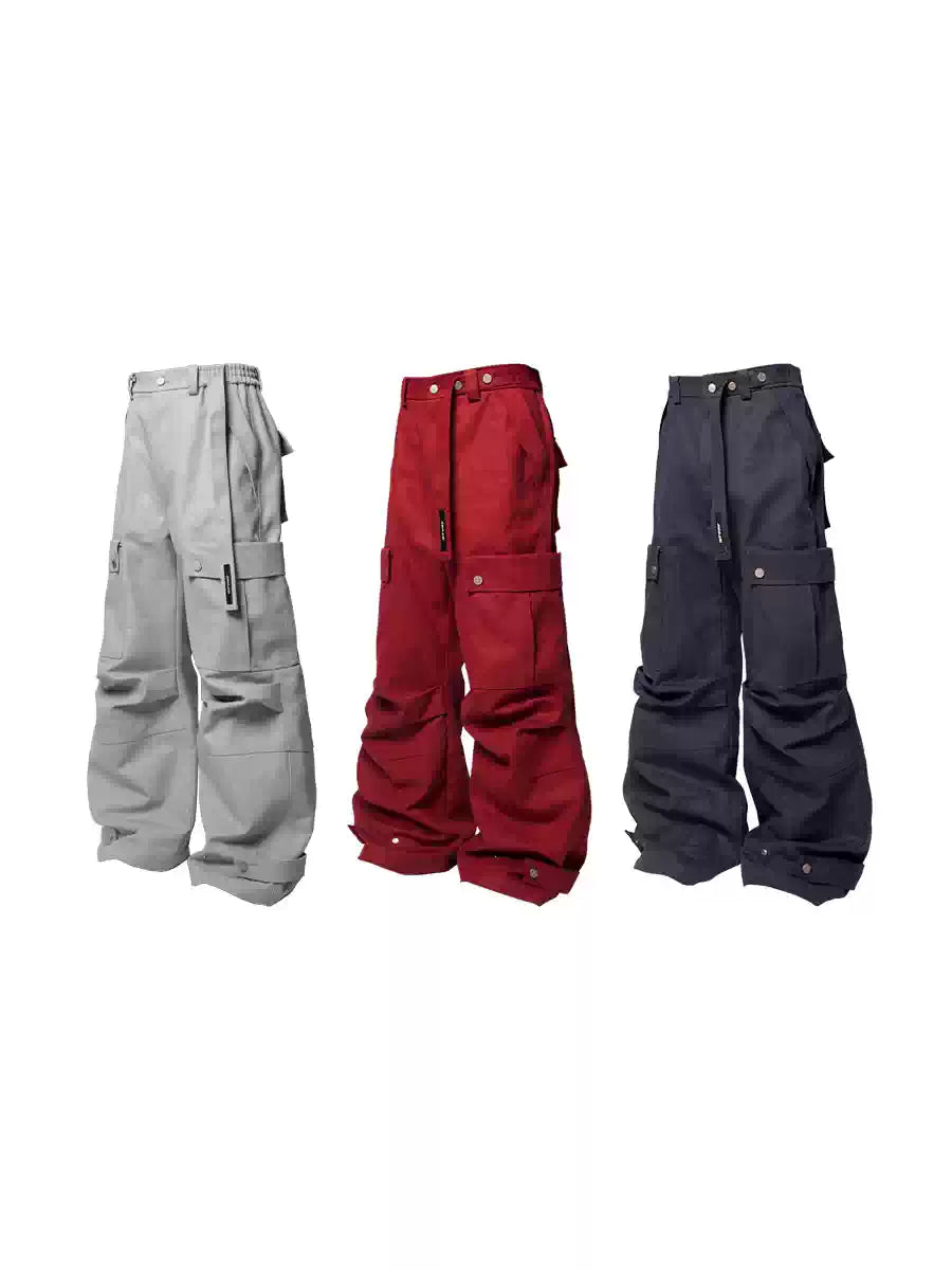 Three-Color Ring-Cut Cargo Pants
