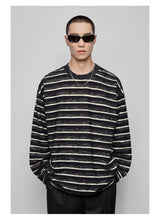 Striped Raw Edge Long Sleeve Tee
