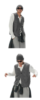 Wool Blend Vintage Knit Vest