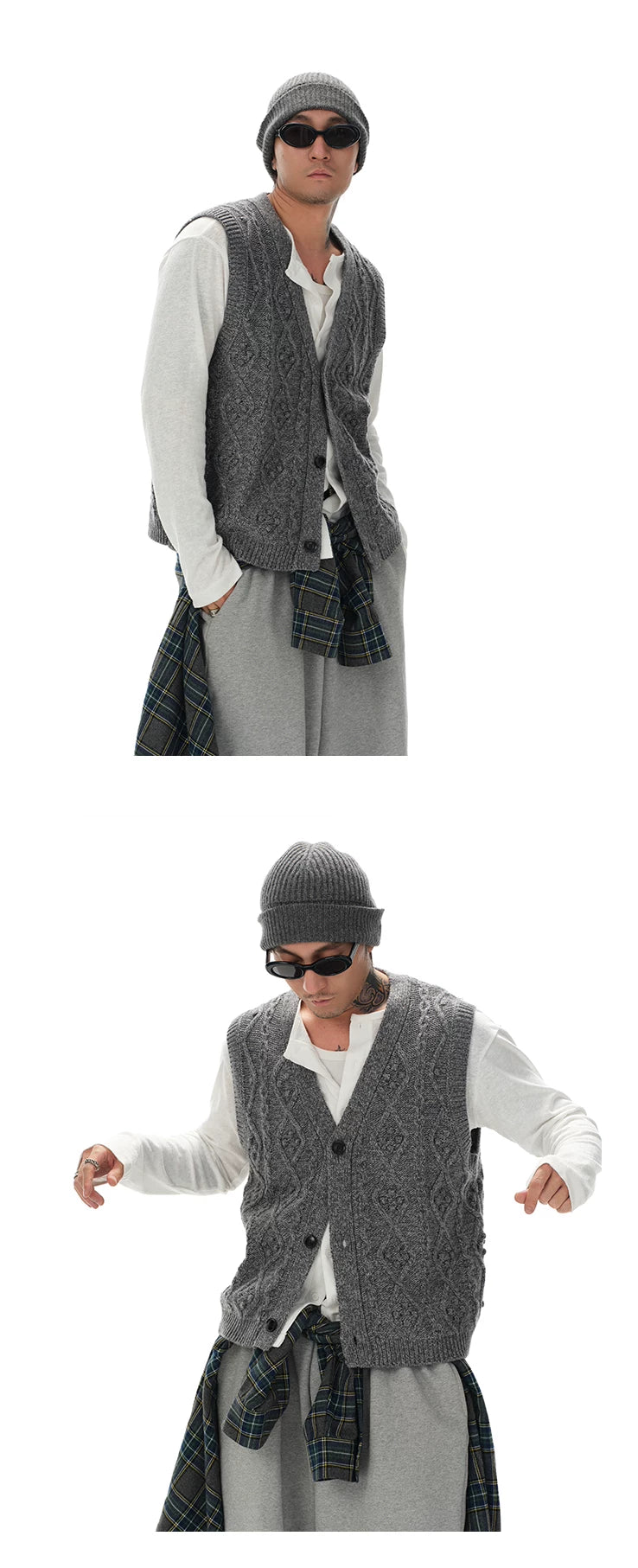 Wool Blend Vintage Knit Vest