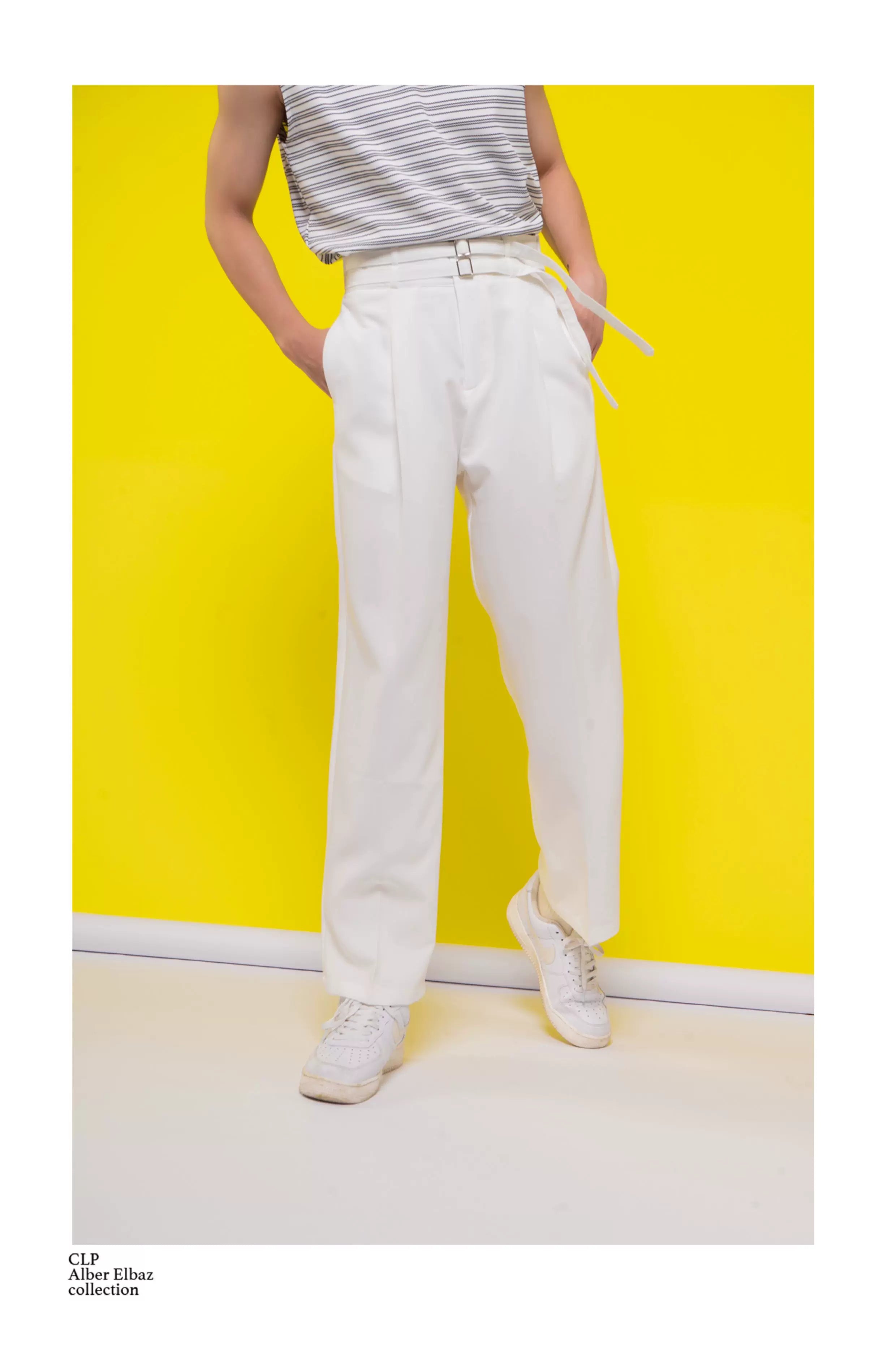Double Belt Metal Buckle Casual Pants