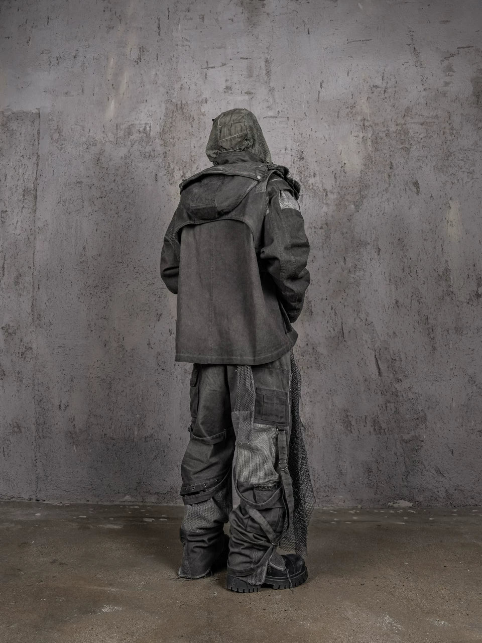 Distressed Patchwork Strapped Scavenger Jacket