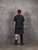 Crew Neck Distressed Raven Print Tee